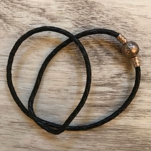 Pandora Double Wrap Black Leather Bracelet
